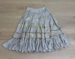 Guess Jeans Tiered Sequin Maxi Skirt Size S Taupe Gold thumbnail 1