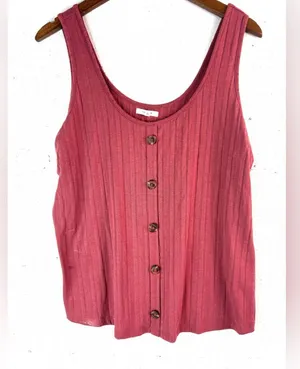 Maurices XL Y2K Ribbed Button Detail Crop Tank Too in Mauve Pink Tank Top thumbnail 6