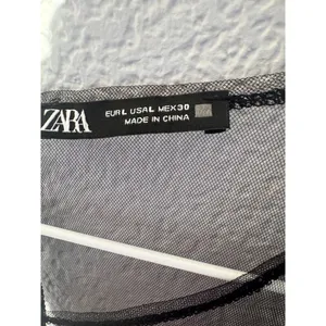 ZARA Sheer Black Mesh Long Sleeve Blouse Size L thumbnail 3