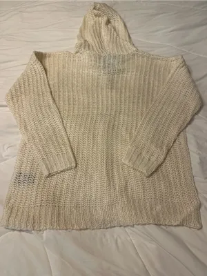 Culture Couture Cream Knit Zip-Up Hooded Sweater - NWT - Size XS (oversized) thumbnail 4