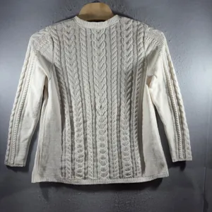 3177 | J. Jill Chenille Cable Knit Sweater Cream Ivory Womens Lg Tall Fisherman thumbnail 2