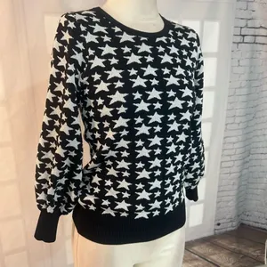 Parker Black and Silver Star Crewneck Long Sleeve Sweater Size Medium thumbnail 6