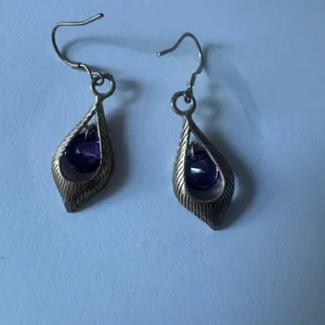 Elegant Gold and Purple Teardrop Earrings thumbnail 3