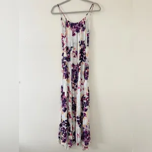 Revolve NWT- SOMEDAYS Lovin Lonely Ivory Floral Print Side Slit MaxiDress size xs thumbnail 13