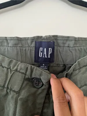 Gap Olive Green Pull On Wide Leg Denim Pants Small Minimalist Utility Casual thumbnail 3