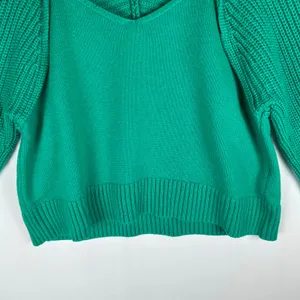 ba&sh Lady Pullover Emerald Green Wool Cotton Layered Knit Sweater US 6 thumbnail 4