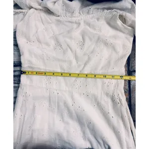 Zara eyelet off shoulder ivory midi cottage women’s dress smocked runs small* thumbnail 3