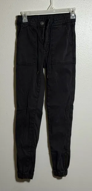 American Eagle Women Super Stretch Black Drawstring Jogger Cargo‎ Pants size 2 thumbnail 1