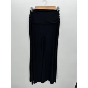 Perseption Black Wide Leg Boho Pants Sz M High Waisted Festival Slinky‎ Stretch thumbnail 2