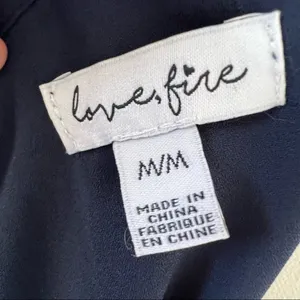 𝅺Love FIRE office career lace tank top MEDIUM navy blue NWOT thumbnail 9