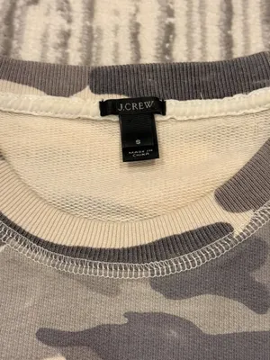 NEW J. Crew women's small gray/cream camo sweatshirt top thumbnail 2