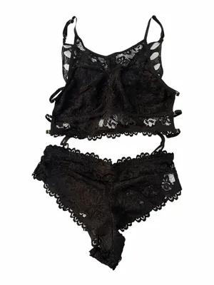 black butterfly-shaped back bralette and panty set NWOT thumbnail 1