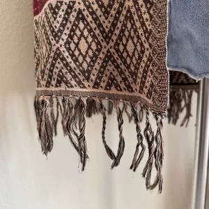 Boho Southwestern Sleeveless Cardigan Fringe Vest John‎ Mark Burgundy large thumbnail 7