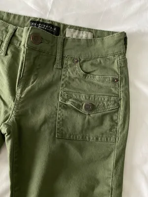 Olive Green Low Rise Cargo Jeggings thumbnail 3