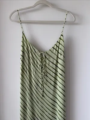 Summer Away Green Striped Slip Dress - Lightweight Summer Maxi thumbnail 2