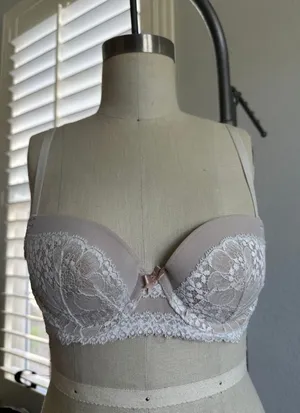 Victoria's Secret Lace Bra Mauve Nude Mesh Push Up 32A thumbnail 1
