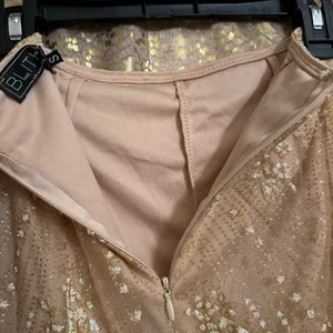 BLITHE Skirt Shorts Top Set Nude‎ Sparkly Gold Glittery Mesh Girly Outfit XS/S thumbnail 6