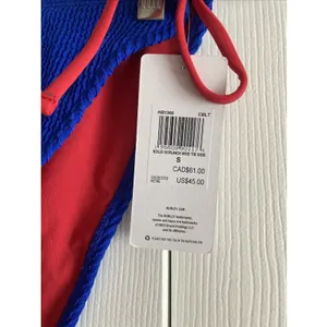 Hurley Womens Small Blue Solid Scrunch Moderate Coverage Side Tie Bikini‎ Bottom thumbnail 3