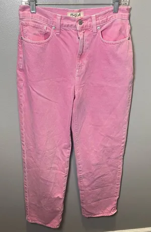 Madewell Baggy Straight Jeans Garment‎ Dyed Edition Retro Pink Size 26 thumbnail 1