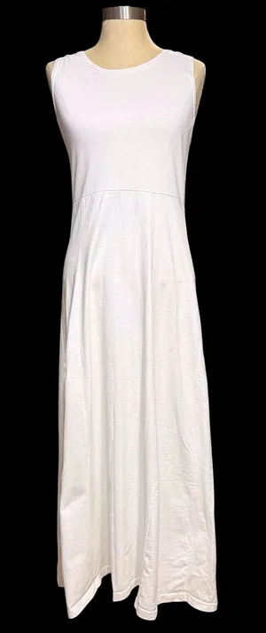 VTG Lou‎ Nardi M Knit Maxi Dress White Minimalist Coastal Summer Boho Lounge 90s thumbnail 1