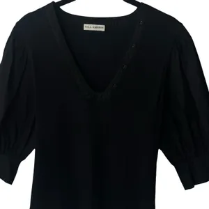 Ulla Johnson Pia Top Black Ribbed Poplin Puff Sleeve Capsule Minimalist Luxury L thumbnail 5