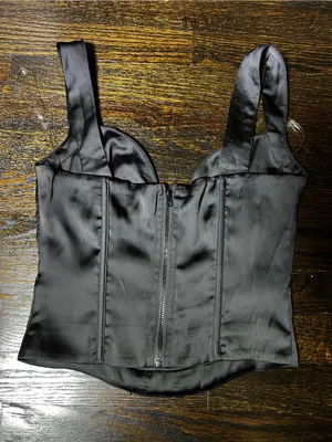 Princess Polly Rowley Black Corset Top Cropped Silky Size 4 thumbnail 7