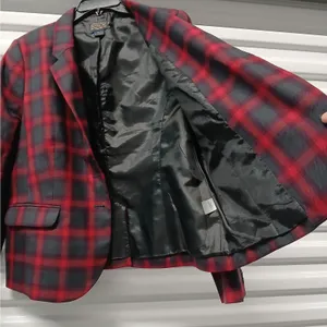 Pendleton Wool Blazer Womens 16 Red Plaid Jacket Office Career Old Money Preppy thumbnail 6