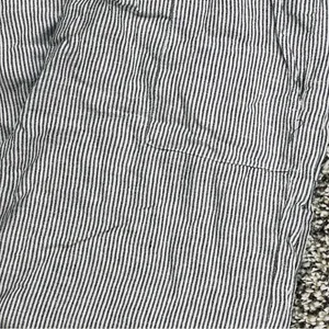 Nautical Striped Black White Wide Leg Baggy Pants Pull On Elastic Waist Pockets thumbnail 4