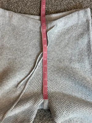 Aerie Gray Waffle Knit Wide Leg Lounge Pants Drawstring Size Small thumbnail 7