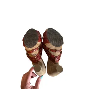 Frye Brown Leather Crisscross Multi Slide Reese Slip On Heels Women Sz 6.5 thumbnail 3