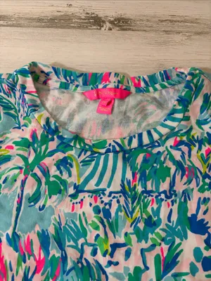 Lilly Pulitzer Jansen Lightweight Sweatshirt Blue Ibiza Cabana Cocktail thumbnail 6