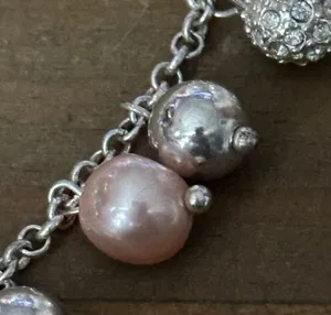 Silver tone bead charm bracelet thumbnail 5