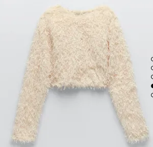 Zara Cream Feather Effect Sweatshirt Sweater Top thumbnail 11