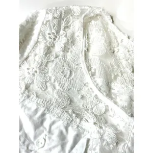 Mur Mur Anthropologie White Burnout Lace Yoke Button Front Top Sheer Size Small thumbnail 9