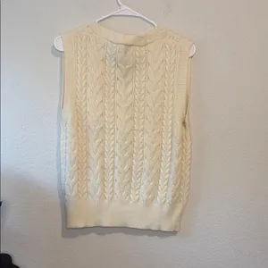 Princess Polly L/XL Women's Cream Cable Knit Sweater Vest thumbnail 4