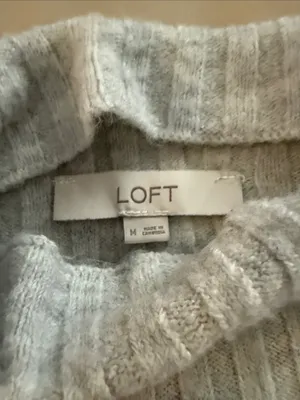 LOFT Light Gray Ribbed Turtleneck Sweater thumbnail 4