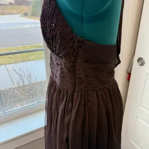 Brown Vintage Mini Y2K Halter Embellished Beaded Tulle Dress Fairycore Large thumbnail 4