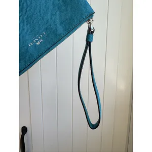 Coach F58032 Corner Zip Wristlet Turquoise Blue Green Crossgrain Leather w Slots thumbnail 3