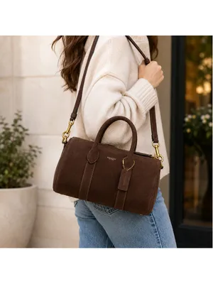 NEW Coach Compass 25 Suede Satchel Chocolate Brown Crossbody CFA51 NWT thumbnail 3