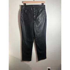 J.Crew Womens Black Faux Leather‎ Straight Leg Pants Mid Rise Size 29 NWOT thumbnail 4