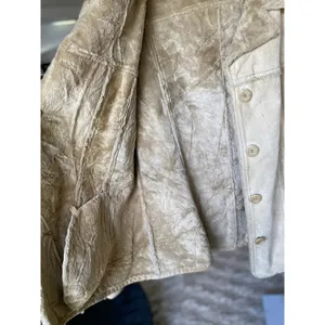 American Eagle Leather Coat‎ Fur Lined Quiet Luxury Old Money Elevated Neutrals thumbnail 5