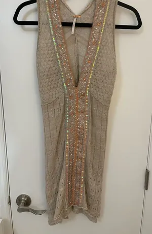 Free People, knit crochet sweater or dress, Size S thumbnail 1