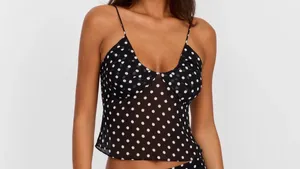 Sasha Therese Black Polka Dot Sheer Spaghetti-Strap Cami thumbnail 2