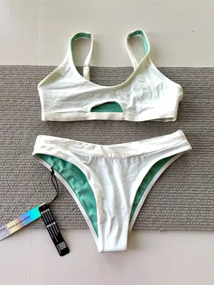 Jolyn White Two Piece Sporty Bikini Set Amelia Top Small Alanna Bottom Medium thumbnail 1