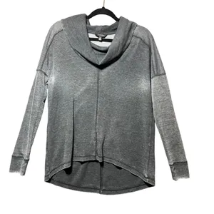 Lucky‎ Brand Gray Acid Wash Cowl Neck Pullover Top Small Oversized High Low Hem thumbnail 1