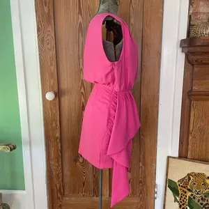 NWT Showpo Niana Hot Pink One Shoulder Draped Ruffle Mini Dress Sz 4 💛🎀 thumbnail 6