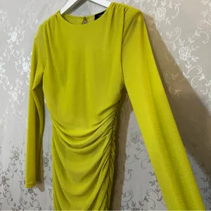 Vici Runched Lime Glitter Bodycon Maxi Long Sleeve Dress SMALL thumbnail 5