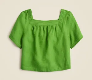 J. Crew Summer Moss Linen Sailor Square Neck Top Size Medium thumbnail 1
