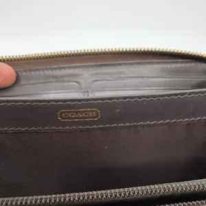 Coach Brown Croc Embossed Leather Zip Wallet thumbnail 5
