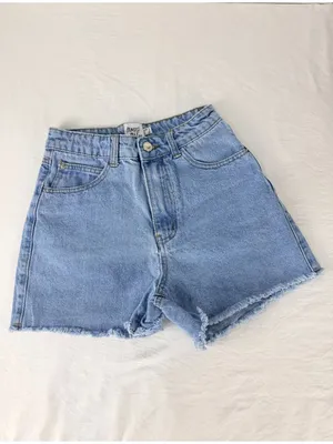 Princess Polly Womens Light Wash Denim High-Waisted Frayed Hem Shorts Size 2 thumbnail 2